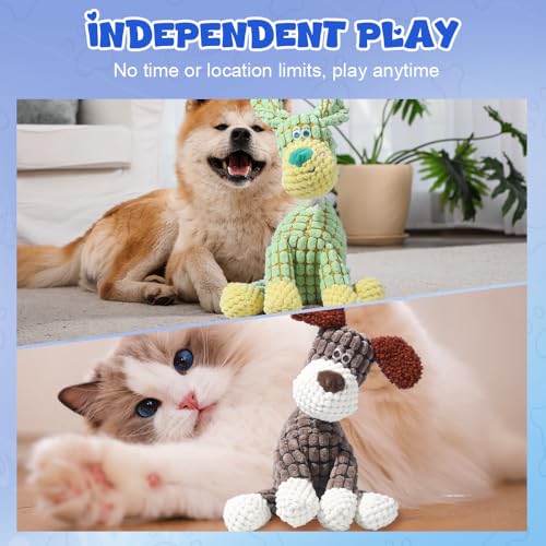 2025 New Dog Toys, Indestructible Plush Dog Toy, Dogs Toys for Aggressive Chewers, Dogs Squeaky Chew Toy for Indoor Pups Teething (Green+Blue) - color: Green+Blue