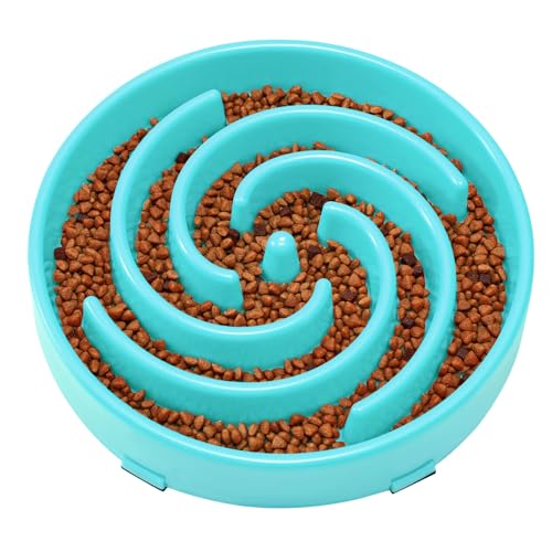 JASGOOD Slow Feeder Dogs Bowl for Large Medium Dogs,Anti-Gulping Pet Slower Food Feeding Bowls Stop Bloat,Preventing Choking - color: B-Sky Blue