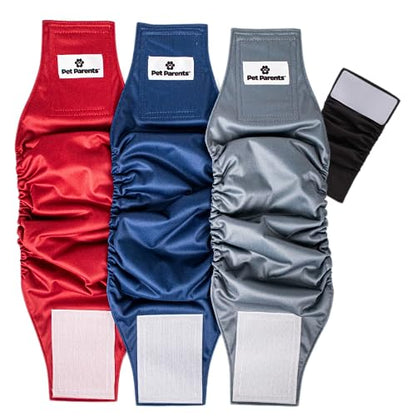 Pet Parents® Washable Belly Bands for Male Dogs (3pack) + Extendrs® of Durable Dog Diapers Male, Premium Male Dog Diapers & Dog Wraps (Small, Kingsmen) - color: Kingsmen, size: Small (13-16")