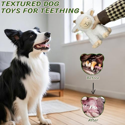 Squeaky Stuffed Dog Toys，Plush Sheep Shape Dog Toy， Indoor&Outdoor Playing Dog Toys to Keep Them Busy, Chew Toys for Large Medium Small Puppies - color: White
