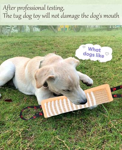 Clysoru Dog Tug Toy Tough Jute Bite Pillow Lasting Training Equipment Puppy to Large Dogs Interactive for Large and Small - color: khaki flag