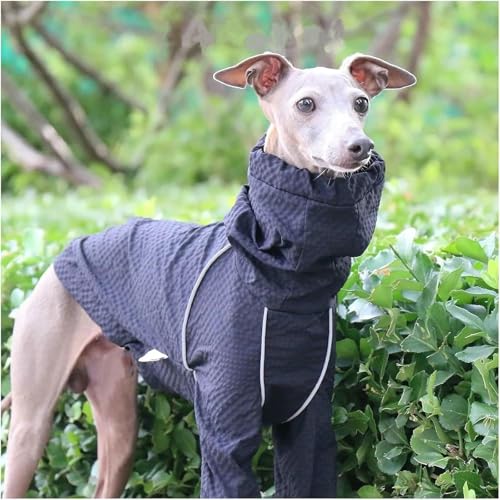 Large Dog Rain Jacket Greyhound Windbreaker Raincoat High Collar Adjustable Reflective Pet Clothes Rainproof Quick-Drying Jacket Coats for Whippet Dogs - color: Black, size: XL
