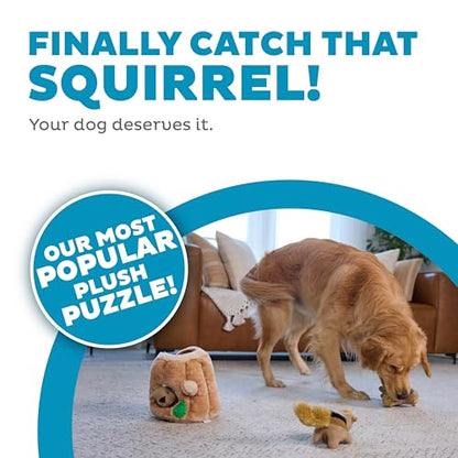 Outward Hound Hide-A-Squirrel Dog Toy – Interactive 2‑in‑1 Plush Puzzle with 3 Squeaky Removable Squirrels, Large - color: Squirrel Large