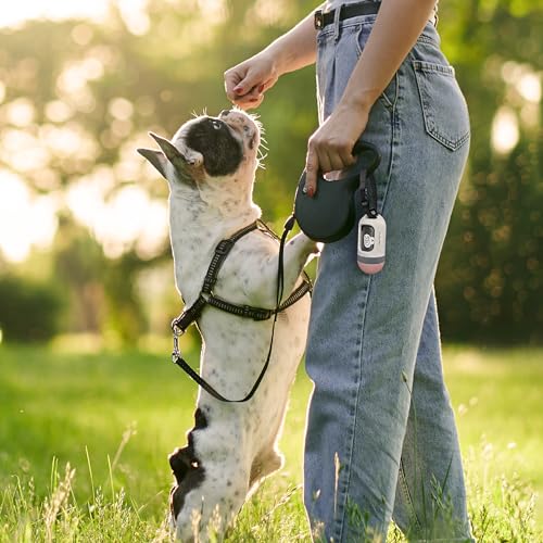 SVD.PET Dog Poop Bag Dispenser, Retractable Dog Waste Bag Holder for Leash, Pet Poop Bag Holder with 15 Bags, Dog Walking Accessory (White/Pink) - color: White/Pink