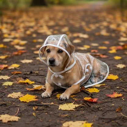 Clear Dog Raincoat for Small Medium Dogs Waterproof Hooded Pet Poncho with Adjustable Snaps Leash Hole Packable Rain Coats Lightweight Cape for Bichon Poodle (3-6lbs) (Medium)
