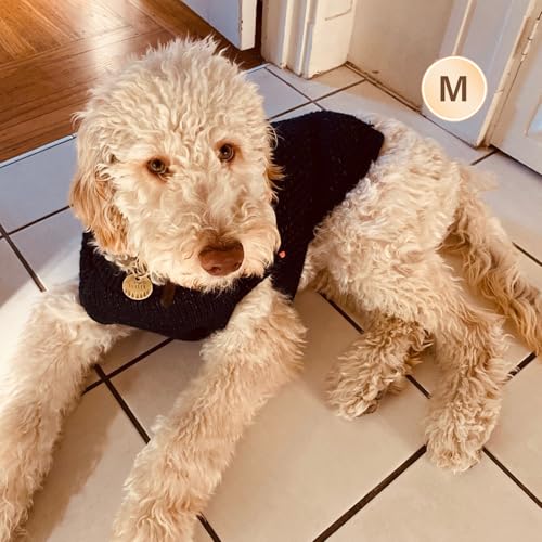 KYEESE Dog Sweater with Leash Hole Warm Pullover with Reflective Yarn for Small and Medium Dogs Male Soft Knit Pullover Boy Dog Coats Cozy Lightweight Thick Sweater,Navy Blue,Medium - color: 1# Navyblue, size: M (24-30lbs)