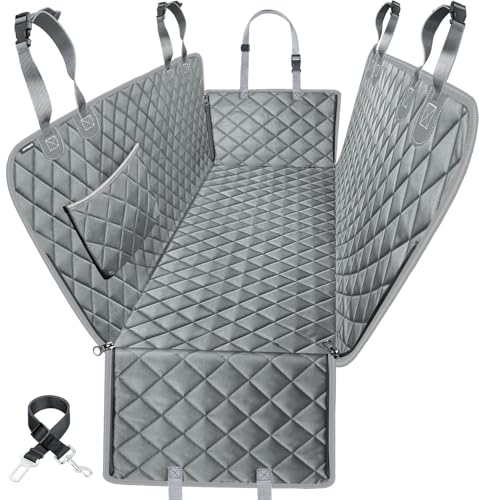 URPOWER Dog Car Seat Cover for Pets 100% Waterproof Seat Cover Hammock 600D Heavy Duty Scratch Proof Nonslip Durable Soft Back Seat Covers for Cars Trucks and SUVs - color: Grey, size: Standard - 54" Length
