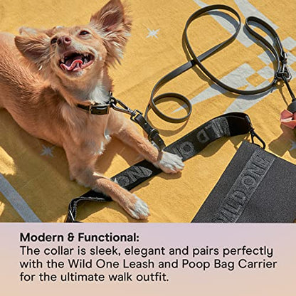 Wild One Dog Collar, Easy-Clean, All Weather Flex-Poly Strap with Metal, Durable, Dirt and Odor Resistant (Black, M) - color: Black, size: M