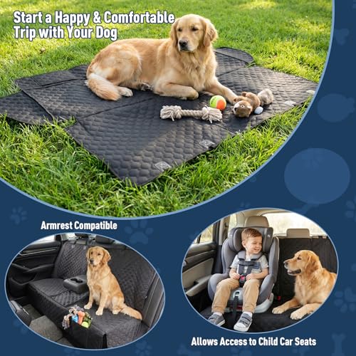 Dog Car Seat Cover, Back Seat Cover for Dog Pet Car Seat Universal Waterproof Scratch Proof Nonslip Durable Soft Pet Backseat Protector for Cars Trucks & SUVs (Black)