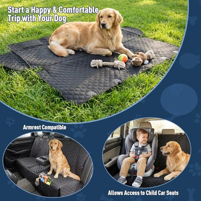 Dog Car Seat Cover, Back Seat Cover for Dog Pet Car Seat Universal Waterproof Scratch Proof Nonslip Durable Soft Pet Backseat Protector for Cars Trucks & SUVs (Black)
