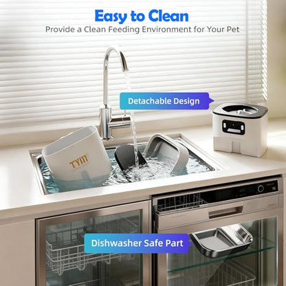 Automatic Cat Feeder with 2 Camera for 2 Cats, 7L Large Food Dispenser | Multiple Cats Household | Timed Cat Feeder | Two-way Voice | Separation Anxiety | Weight / Diet Control | 5G WiFi APP Control - color: White-2b