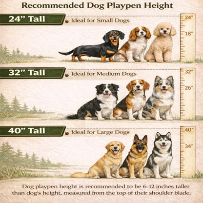 Dog Play Pen for Indoor Use - 32'', 8 Panels for Small and Medium Size Dogs - Portable Grey Playpen Kennel for House or Garage - Metal Heavy Duty Pet Fence with Anti-Slip Feet - size: 32 Inches