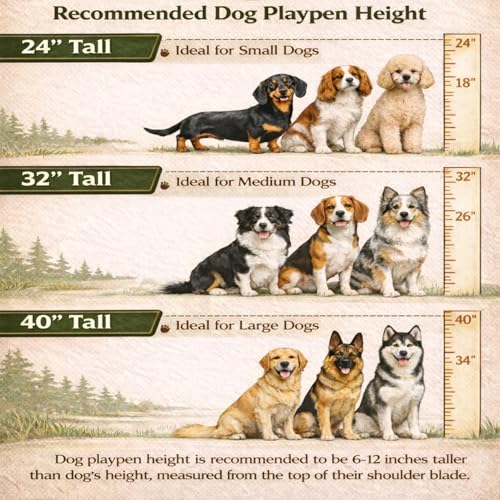 Dog Play Pen for Indoor Use - 40'', 8 Panels for Medium and Large Size Dogs - Portable Grey Playpen Kennel for House or Garage - Metal Heavy Duty Pet Fence with Anti-Slip Feet - size: 40 Inches