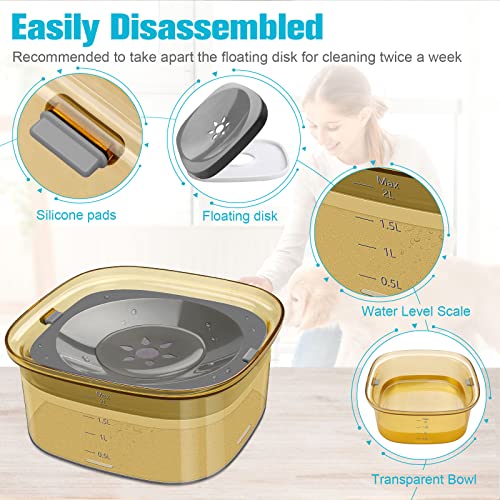 UPSKY 70oz No Spill Dog Bowl - 2L Large Capacity Spill Proof Slow Water Feeder for Messy Drinkers, Cats & Vehicles - color: F-Yellow, size: 2 L