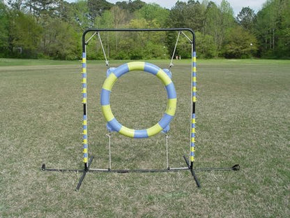 Agility Tire Jump - Double Walled Inflatale Tires with a Metal Frame Setup for Competition and Training - color: Purple-Orange