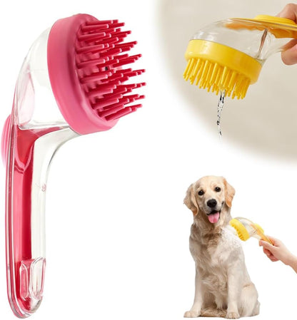 2026 New Dog Bath Brush Soft Silicone Bristle for Bathing Pets Grooming Massage BrushPet Bath Brush with Shampoo Dispenser, (pink) - color: pink