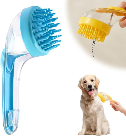 2026 New Dog Bath Brush Soft Silicone Bristle for Bathing Pets Grooming Massage BrushPet Bath Brush with Shampoo Dispenser, (blue) - color: blue