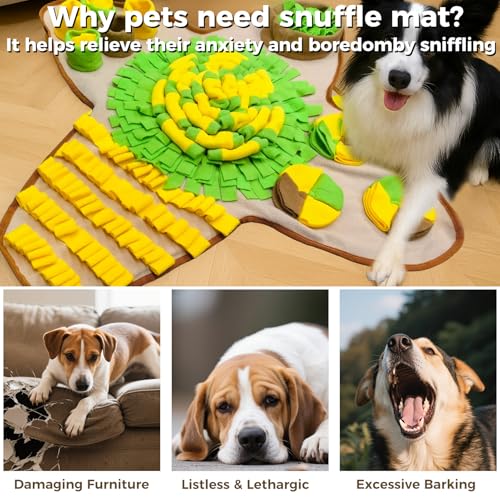 Snuffle Mat for Dogs Large Breed & Small, 27"x27" Interactive Puzzle Dog Food Mat Encourages Natural Foraging Skills, Dog Enrichment Toy for Brain Stimulation & Slow Feeding Game & Anxiety Relief