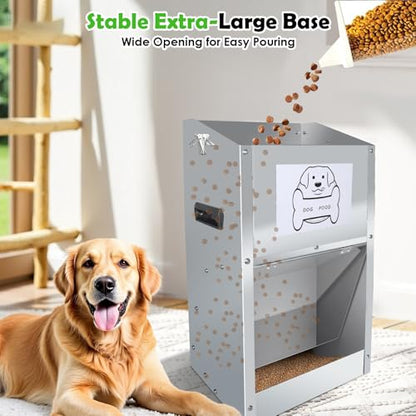 Automatic Dog Feeder,Galvanized Metal Pet Food Station for Indoor & Outdoor Use,50LBS Capacity Automatic Food Dispenser for Small, Medium, and Large Dog - size: 50 Pound