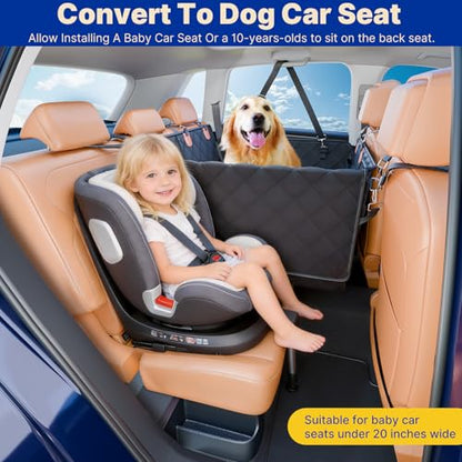 Convertible Back Seat Extender for Dogs, Foldable 400lbs Hard Bottom Dog Car Seat Cover for Back Seat, Waterproof Dog Hammock Bed Backseat Cover for Dogs in Car SUV Truck Pet Seat Cover Black M - size: M