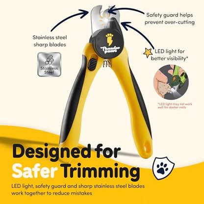 LED Dog Nail Clippers with Light Illumination, Trimmers with Protective Guard, Safety Lock and Nail File - Suitable for Large and Small Dogs & Cats (Yellow) - color: Yellow, size: Medium-Large (LED)