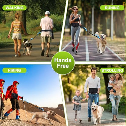 Hands Free Dog Leash, Waist Leash for Dog Walking, Running, Jogging, Waist Leashes with Adjustable Belt, Medium & Large Dogs Running Leashes Hands Free, Dual Padded Handles and Durable Bungee(Blue) - color: Blue