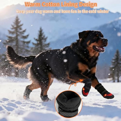 Dog Boots for Snow & Hiking, Waterproof High Top Protectors with Adjustable Reflective Straps, Anti-Slip Paw Protection Shoes for Mud and Hot Pavement-Ideal for Small to Large Dogs(Black, 7) - size: 7 (Width 2.76 inch) for 74-91 lbs