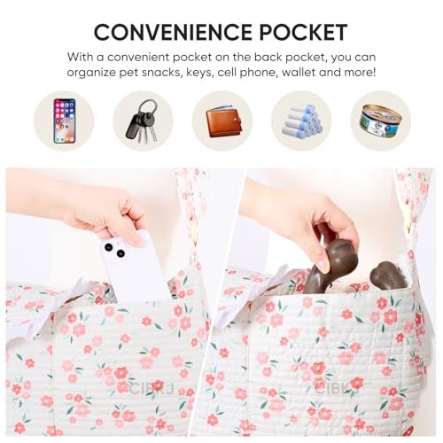 Dog Slings for Small Dogs,Small Dog Carrier Sling,Adjustable Strap Hand Free Dog Carrier Cat Sling for Outdoor Traveling Subway (Red Flower)