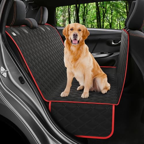 Petloox XL Dog Car Seat Cover for Back Seat, Waterproof Hammock for Car, SUV & Truck, Non-Slip Backseat Cover for Dogs, Heavy-Duty Dog Hammock Style Seat Protector Pets, Easy to Install & Clean - color: Red, size: XL (64"x60")