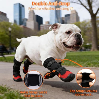 Dog Boots for Snow & Hiking, Waterproof High Top Protectors with Adjustable Reflective Straps, Anti-Slip Paw Protection Shoes for Mud and Hot Pavement-Ideal for Small to Large Dogs(Black, 2) - size: 2 (Width 1.77 inch) for 31-38 lbs
