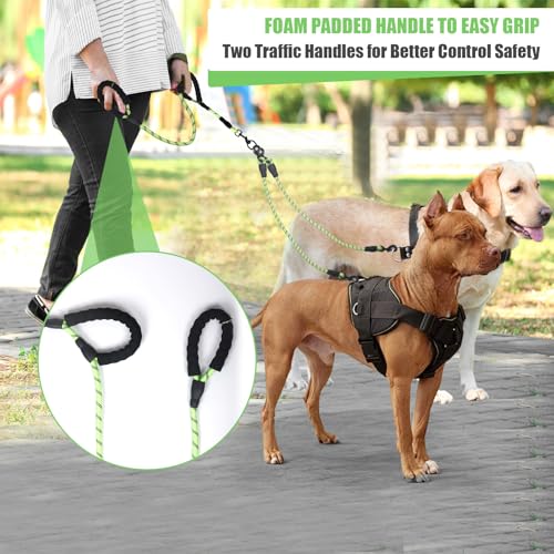 Exceptional 360 Anti-Tangle & No Pull 5-Way Dog Leash - 5 Handle & Reflective for Safety & Convenience (Green, Medium Dogs) - color: Green, size: 5 Way