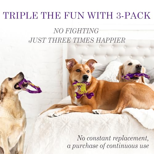 Frienhund Tough Dog Toys for Aggressive Chewers 3 Pack, Indestructible Dog Toys for Large Dogs, Dog Chew Toys, Aggressive Chew Toys to Keep Them Busy, Dog Toy for 30-75lbs Medium/Large Breeds - color: Purple