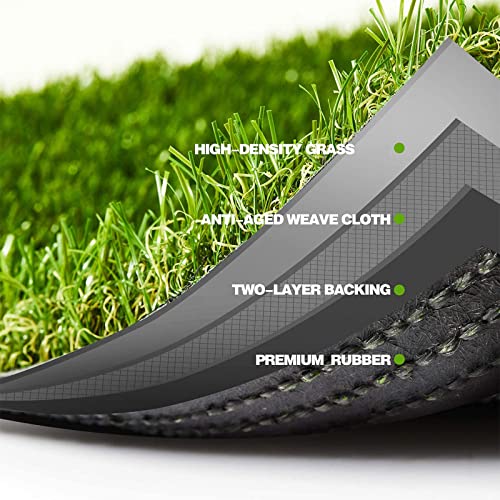 Premium Artificial Grass 3' x 6' Outdoor Rug, 1.38" Realistic Thick Turf for Garden, Yard, Fake Lawn, Dogs Synthetic Grass Mat, Rubber Backed with Drainage Holes, Customized Sizes - size: 3' x 6'