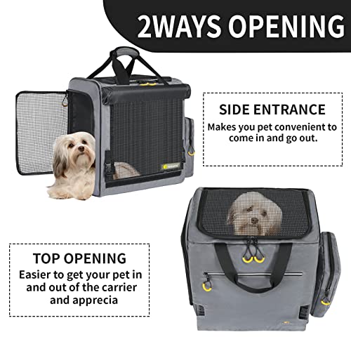 Texsens Pet Carrier Backpack- Extra Large Dog Backpack Carrier with Window Curtain for Medium Large Fat Cats Puppies Rabbits Up to 20 Lbs, Ventilated Design for Travel, Hiking, Outdoor (Grey)