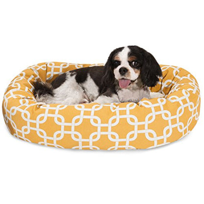 Majestic Pet 24 Inch Links Sherpa Calming Dog Bed Washable – Cozy Soft Round Dog Bed with Spine for Head Support - Fluffy Donut Dog Bed 24x19x7 (inch) – Round Pet Bed Small - YELLOW - color: Yellow, style: 24 in.