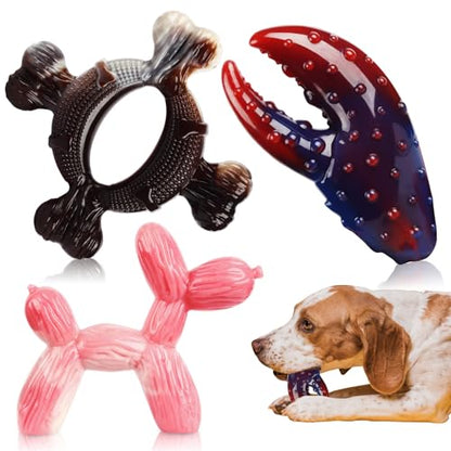 Tough Dog Toys for Aggressive Chewers: 3-Pack of Indestructible Chew Toys, Durable Nylon Dog Bones Toy with 3 Flavors, Suitable for Large Medium Breed, Gifts for Dogs