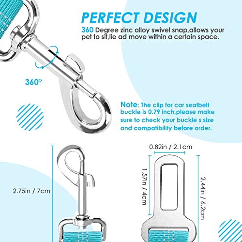 SlowTon Dog Seat Belt, Double Dog Seatbelt Adjustable Vehicle Safety Leash with Elastic Bungee Buffer, Reflective No Tangle Y Shape Two Dog Harness Seat Belt Splitter for Pets Car Trip (Mint Blue, M) - color: C.Mint Blue, size: 2 Medium in 1