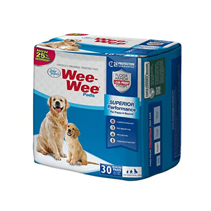 Four Paws Wee-Wee Superior Performance Unscented Pee Pads for Dogs & Puppies, Quilted Leak-Proof Dog Housebreaking Potty Training Floor Protection, 22" x 23", 30 Count - size: 30 Count