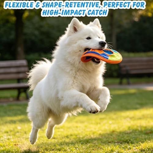 EXPAWLORER Flying Disc Dog Toy, Durable Outdoor Interactive Fetch Flyer, Lightweight Water-Floating Pet Toys, Safe Gentle on Teeth for Medium Large Breeds, Perfect for Beach Pool Play & Training