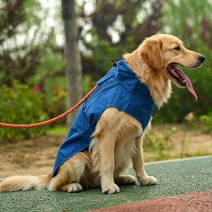 Waterproof Dog Raincoat, Adjustable Lightweight Dog Rain Jacket with Reflective Strip Leash Hole for Small Medium Large Dogs (Blue, Medium(13-22lb)) - color: Blue, size: Medium(13-22lb)