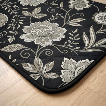 Large Blooms Washable Pee Pads for Dogs, Charcoal Linocut Texture Reusable Puppy Pad Waterproof & Non-Slip, Multi-Use Potty Training Mat for Crates, Indoor, Outdoor and Car Travel 36"x24" - size: 36"x24"