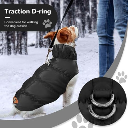 ABRRLO Winter Warm Dog Jacket for Small Medium Dogs Cat Cold Weather Coats with Harness Paded Dogs Fleece Vest Waterproof Windproof Dog Snow Jacket Pet Puppy Clothes (Black,XS) - color: Black, size: X-Small