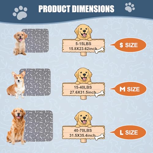 Puppy Pee Pads with Pheromones,Forever Pad,Washable Pee Pads for Dogs,Reusable Dog Pee Pads,Waterproof Leakproof Training Pad, Non-Slip Base for Household Use(Gray,L:35.4*31.5in) - size: Large