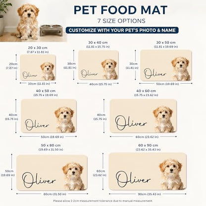 Personalized Dog & Cat Mat for Food & Water Bowls, Custom Pet Food Mat with Photo & Name, Non-Slip Waterproof Diatomite Dog Feeding Mats, Dog Bowl Placemat Gifts for Pet Lover, Pet Owner (Style 1) - color: Style 1