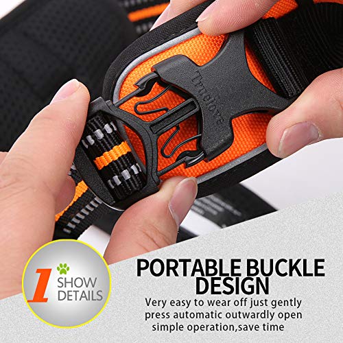 JUXZH Truelove No Pull Dog Harness with Easy Control Handle and 2 Leash Attachments,Reflective Adjustable Pet Vest - color: Orange, size: Medium (Pack of 1)