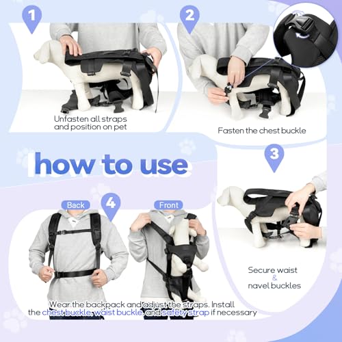 YUDODO Front Pet Carrier Backpack for Small Dogs, Secure and Breathable Mesh Travel Dog Carrier with Safety Belt, Ergonomic Support, Adjustable for Walking, Hiking (Black, M) - color: Black