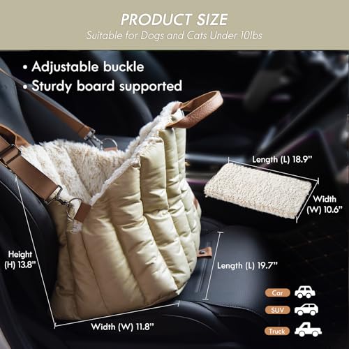 ClevaHome Small Dog Car Seat & Travel Carrier & Pet Bed, Soft Fleece Interior for Dogs up to 10lbs, Stylish Pet Travel Tote for Indoor and Outdoor Use - style: Fleece