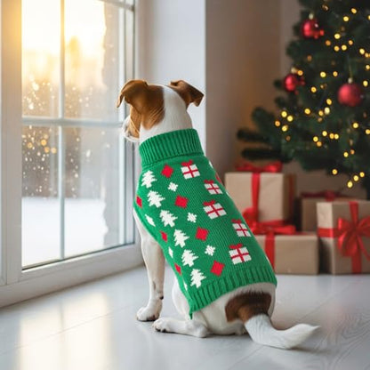 Christmas Dog Sweater Pet Christmas Knitwear Warm Dog Turtleneck Sweater with Xmas Trees Patterns Pet Winter Warm Clothes Knitted Shirt Hoodie for Small Medium Large Dogs 3XL - size: XXX-Large