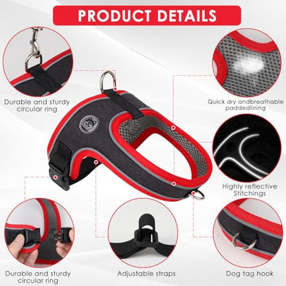 Dog Harness and Leash Set, No Pull Saddle Style Pet Harness, Breathable Mesh Adjustable Reflective Dog Vest for Medium Small Dogs Harness 2 D-Rings, Black, S - color: Black, size: S