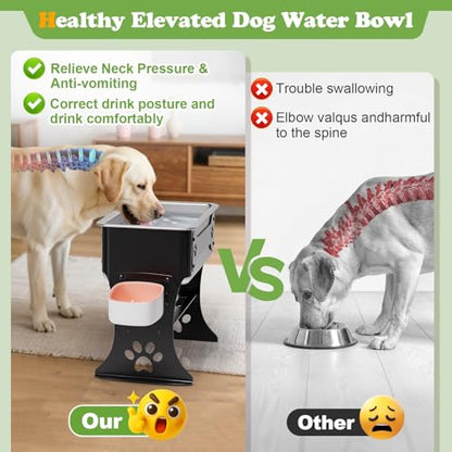 3 Gallon Elevated Dog Bowl Large Breed Raised Dog Water Bowl Stand,3 Height Adjustable Stainless Steel Pet Feeder Station with Anti-Slip Mat,Black Pet Bowl for Relief Joint Pressure,Easy Clean - color: Black, size: XL